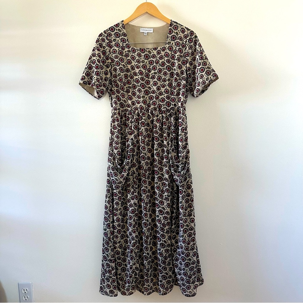 Ava & Viv Beige Floral Midi Dress